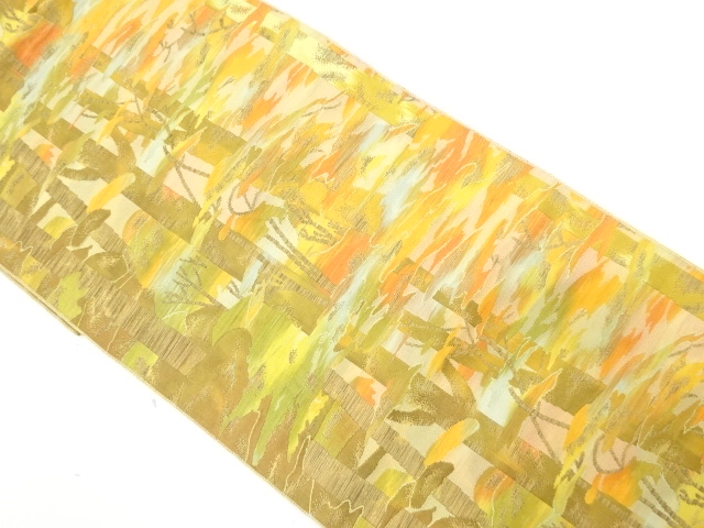 樹木模様織り出し　名古屋帯